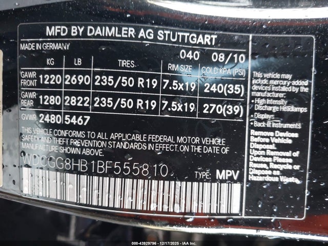 Продажа на аукционе авто 2011 Mercedes-benz Glk 350 4matic, vin: WDCGG8HB1BF555810, номер лота: 43929796