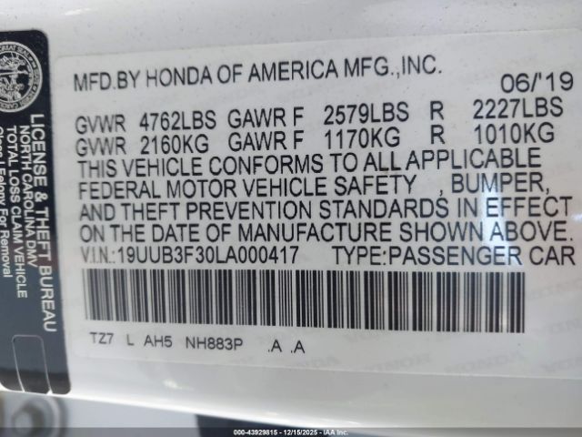 2020 ACURA TLX 19UUB3F30LA000417 Photo 8