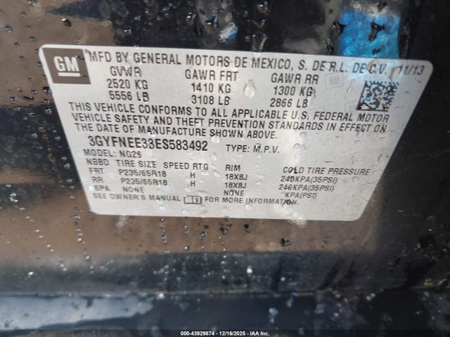 2014 CADILLAC SRX 3GYFNEE33ES583492 Photo 8