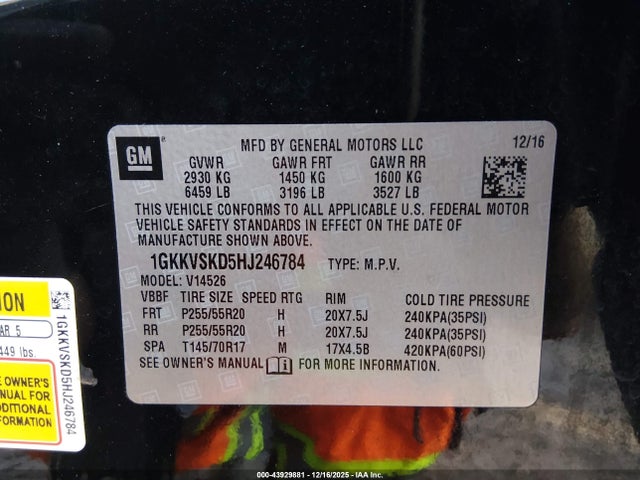 1GKKVSKD5HJ246784 GMC Acadia Limited