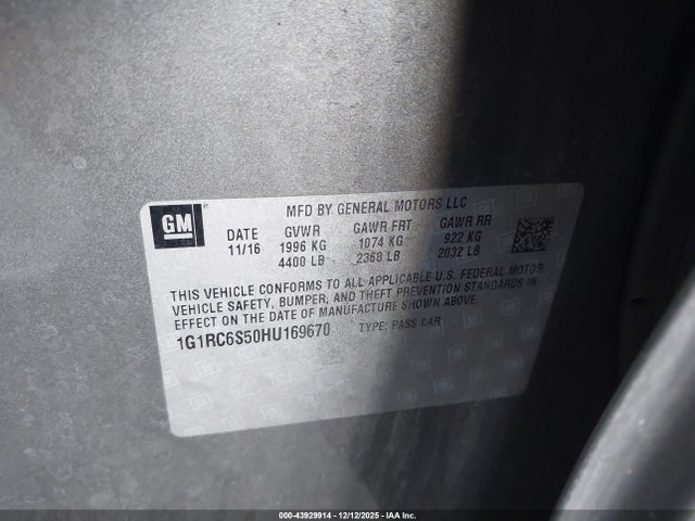 1G1RC6S50HU169670 Chevrolet VOLT LT