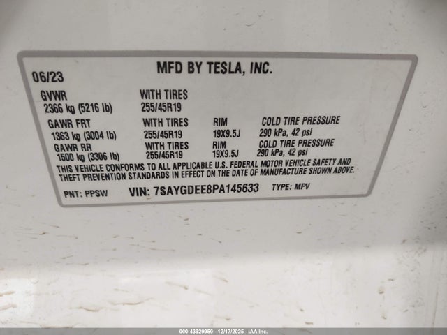 2023 TESLA MODEL Y 7SAYGDEE8PA145633 Photo 8