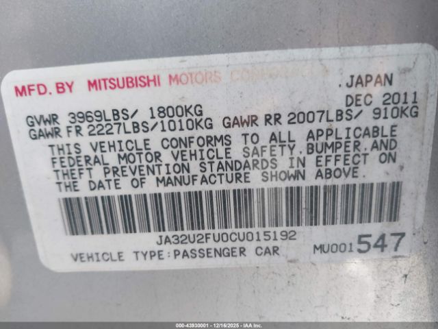 2012 MITSUBISHI LANCER JA32U2FU0CU015192 Photo 8