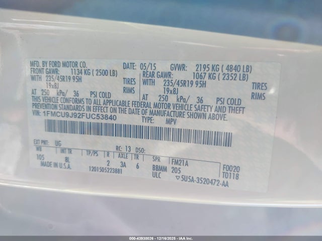 2015 FORD ESCAPE 1FMCU9J92FUC53840 Photo 8