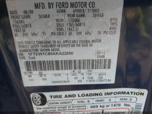 2010 FORD F-150 1FTEW1C89AKA22550 Photo 8