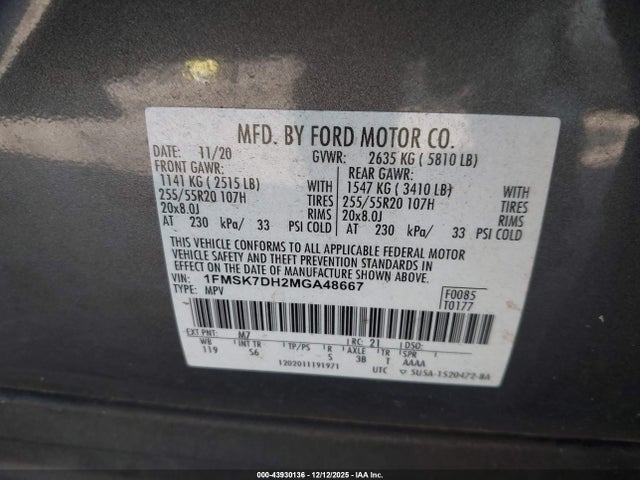 2021 FORD EXPLORER 1FMSK7DH2MGA48667 Photo 8
