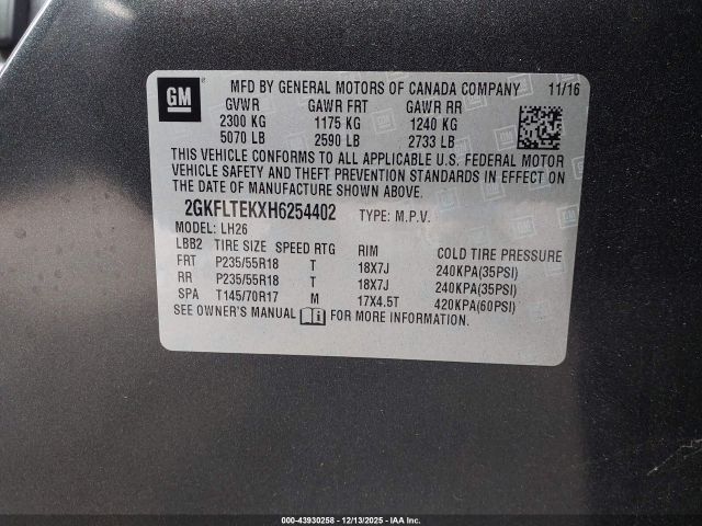 2017 GMC TERRAIN 2GKFLTEKXH6254402 Photo 8