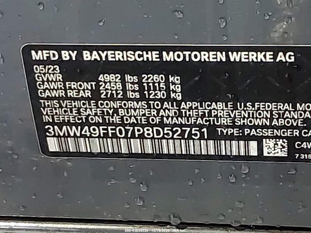 BMW 3 Series M340i Xdrive 2023 3MW49FF07P8D52751 Image 9