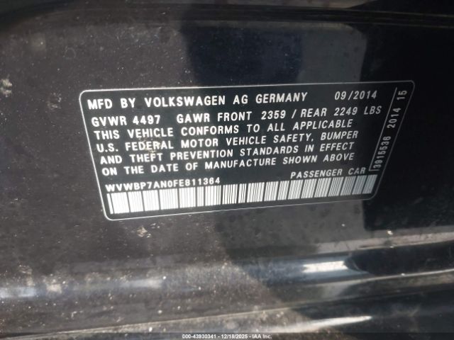 2015 VOLKSWAGEN CC WVWBP7AN0FE811364 Photo 8