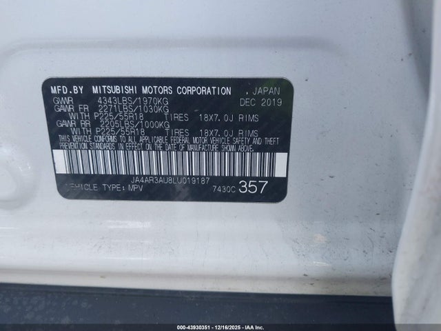 2020 MITSUBISHI OUTLANDER SPORT JA4AR3AU8LU019187 Photo 8