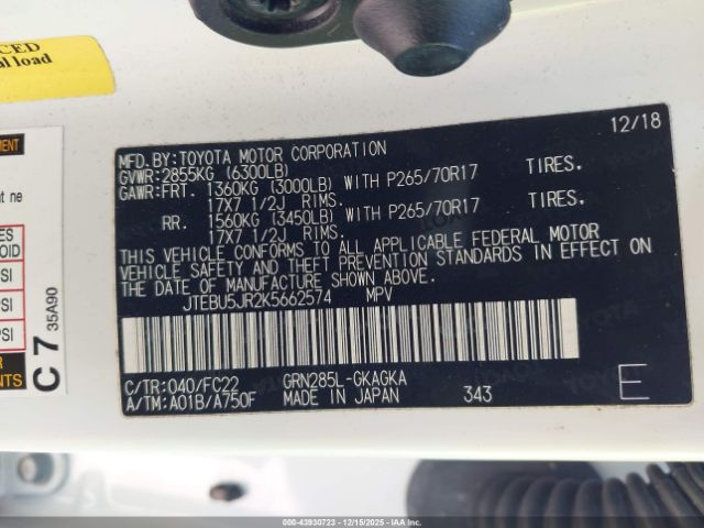 2019 TOYOTA 4RUNNER JTEBU5JR2K5662574 Photo 8