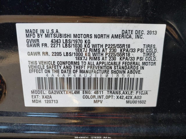 2014 MITSUBISHI OUTLANDER SPORT 4A4AP4AU2EE018561 Photo 8