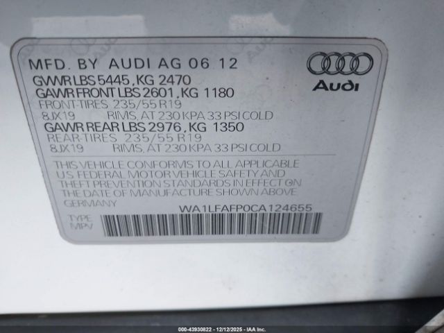 2012 AUDI Q5 WA1LFAFP0CA124655 Photo 8
