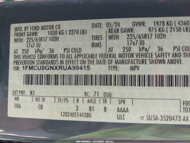 Ford Escape Active 2024 1FMCU0GNXRUA99415 Image 9