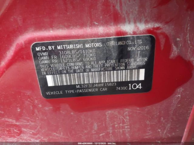 2017 MITSUBISHI MIRAGE G4 ML32F3FJ4HHF15823 Photo 8
