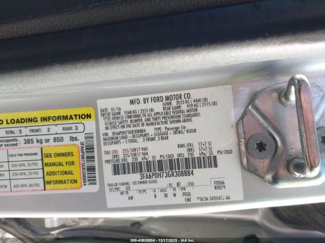 2016 FORD FUSION 3FA6P0H73GR308884 Photo 8