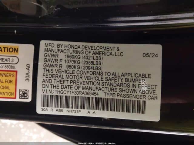 2024 HONDA ACCORD 1HGCY1F30RA069454 Photo 8