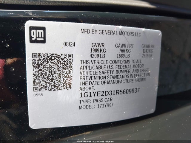 2024 CHEVROLET CORVETTE Z06 1G1YE2D31R5609837 Photo 8