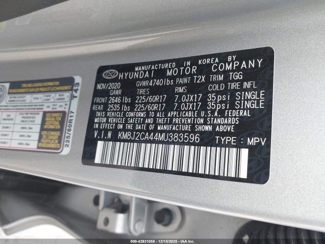 2021 HYUNDAI TUCSON KM8J2CA44MU383596 Photo 8