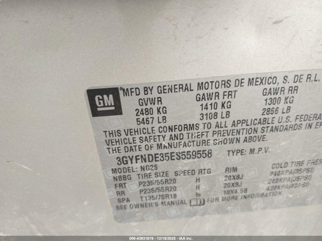 2014 CADILLAC SRX 3GYFNDE35ES559558 Photo 8