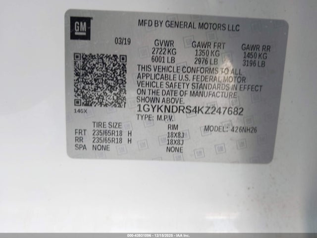 2019 CADILLAC XT5 1GYKNDRS4KZ247682 Photo 8