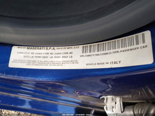 2018 MASERATI GHIBLI ZAM57YTA6J1268613 Photo 8