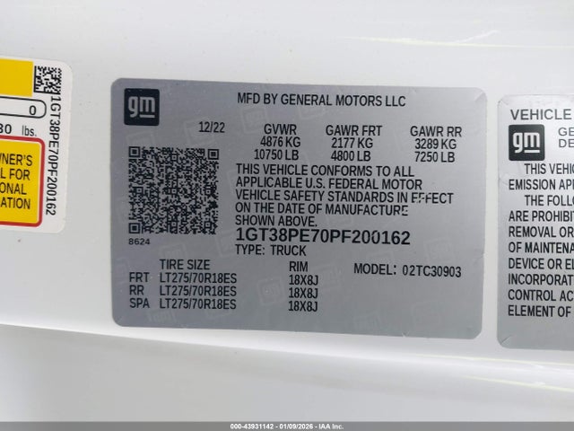 1GT38PE70PF200162 GMC Sierra 3500hd 2wd Long Bed Pro
