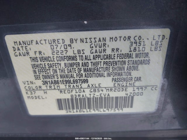 2009 NISSAN SENTRA 3N1AB61E99L697599 Photo 8