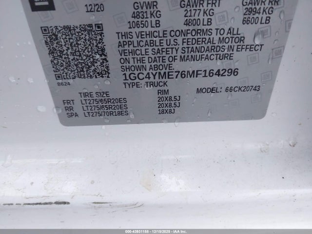 1GC4YME76MF164296 Chevrolet Silverado