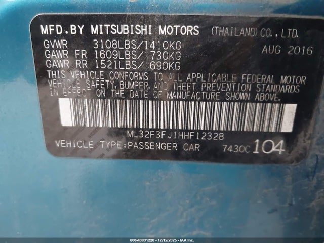 2017 MITSUBISHI MIRAGE G4 ML32F3FJ1HHF12328 Photo 8