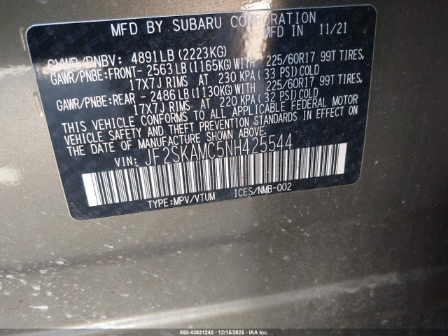 Subaru Forester Wilderness 2022 JF2SKAMC5NH425544 Image 9