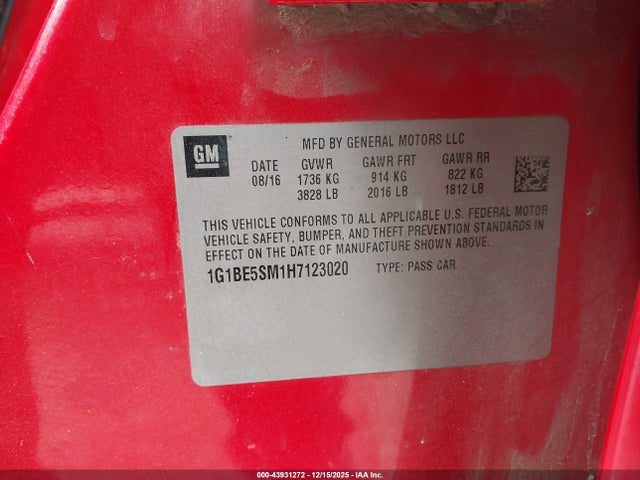 2017 CHEVROLET CRUZE 1G1BE5SM1H7123020 Photo 8