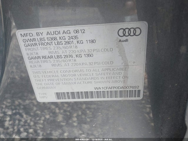 2013 AUDI Q5 WA1CFAFP0DA007692 Photo 8