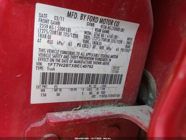 2011 FORD F-250 1FT7W2BTXBEC45782 Photo 8