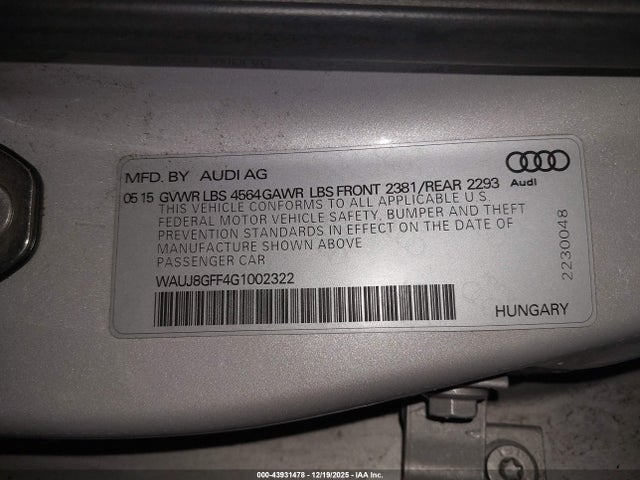 2016 AUDI A3 WAUJ8GFF4G1002322 Photo 8