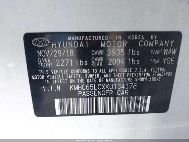 2019 HYUNDAI IONIQ HYBRID KMHC65LCXKU134178 Photo 8