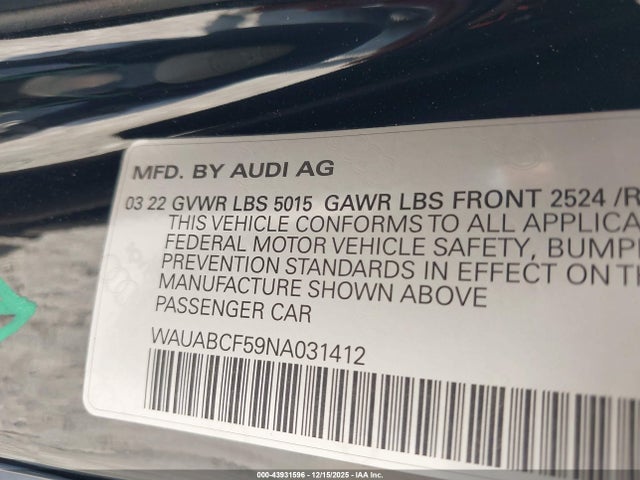 2022 AUDI A5 SPORTBACK WAUABCF59NA031412 Photo 8