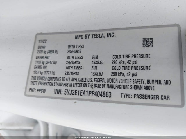 2023 TESLA MODEL 3 5YJ3E1EA1PF404863 Photo 8