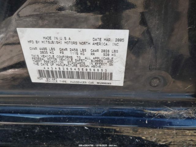 2005 MITSUBISHI GALANT 4A3AB36S45E056653 Photo 8