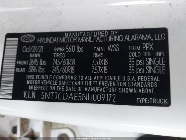 2022 HYUNDAI SANTA CRUZ 5NTJCDAE5NH009172 Photo 8