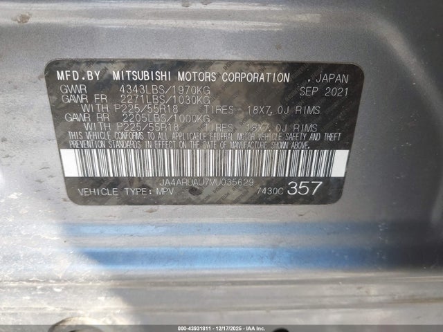 2021 MITSUBISHI OUTLANDER SPORT JA4ARUAU7MU035629 Photo 8