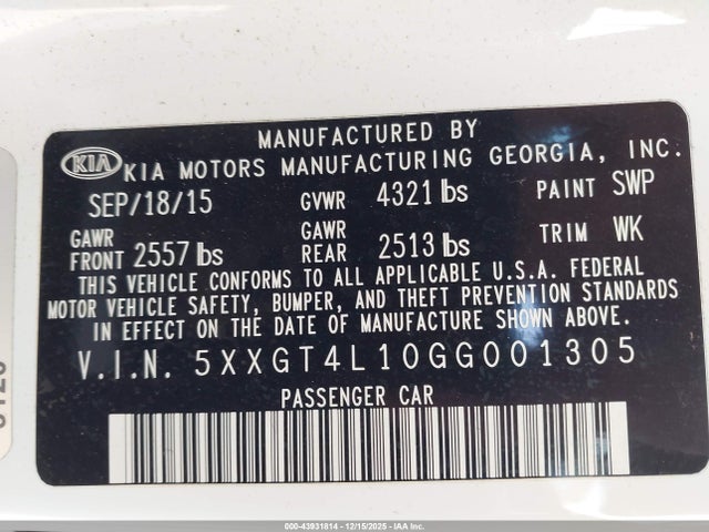 2016 KIA OPTIMA 5XXGT4L10GG001305 Photo 8