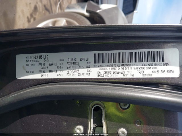 43931828 :رقم المزاد ، 1C6RR7GT2FS584539 vin ، 2015 Ram 1500 Big Horn مزاد بيع