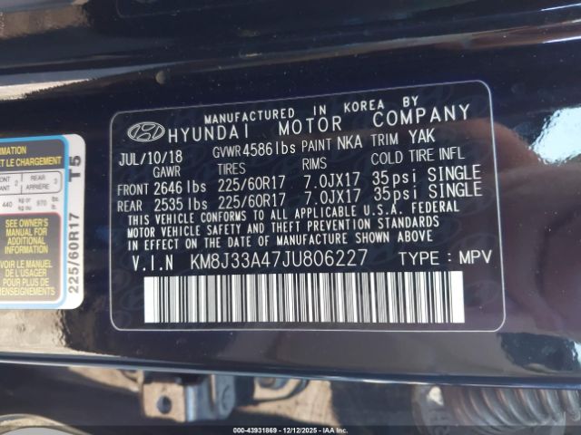 2018 HYUNDAI TUCSON KM8J33A47JU806227 Photo 8