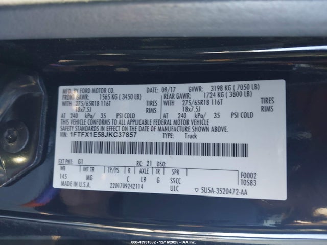Ford F-150 Xlt 2018 1FTFX1E58JKC37857 Image 9