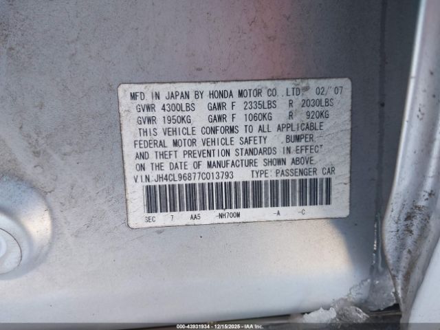 2007 ACURA TSX JH4CL96877C013793 Photo 8