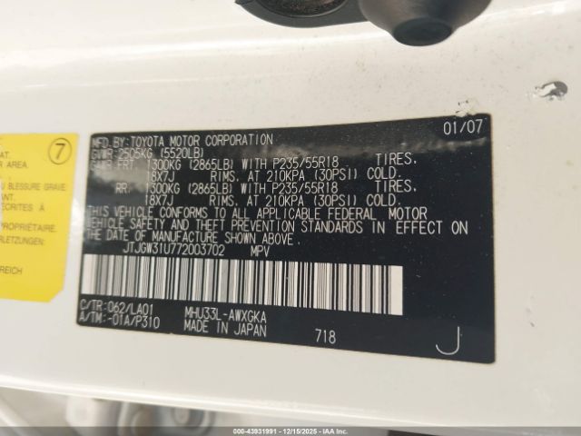 2007 LEXUS RX 400H JTJGW31U772003702 Photo 8