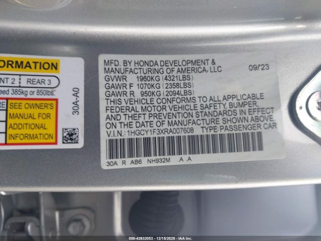 2024 HONDA ACCORD 1HGCY1F3XRA007608 Photo 8