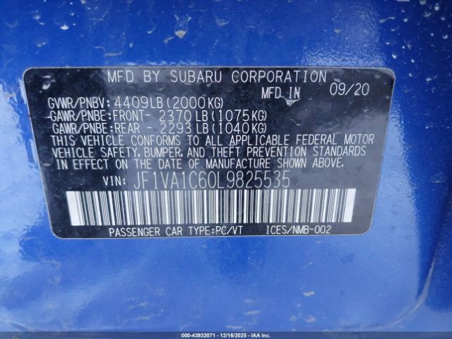 2020 SUBARU WRX JF1VA1C60L9825535 Photo 8