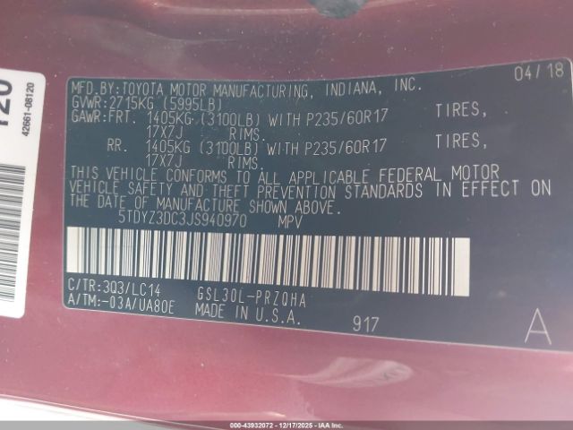 2018 TOYOTA SIENNA 5TDYZ3DC3JS940970 Photo 8